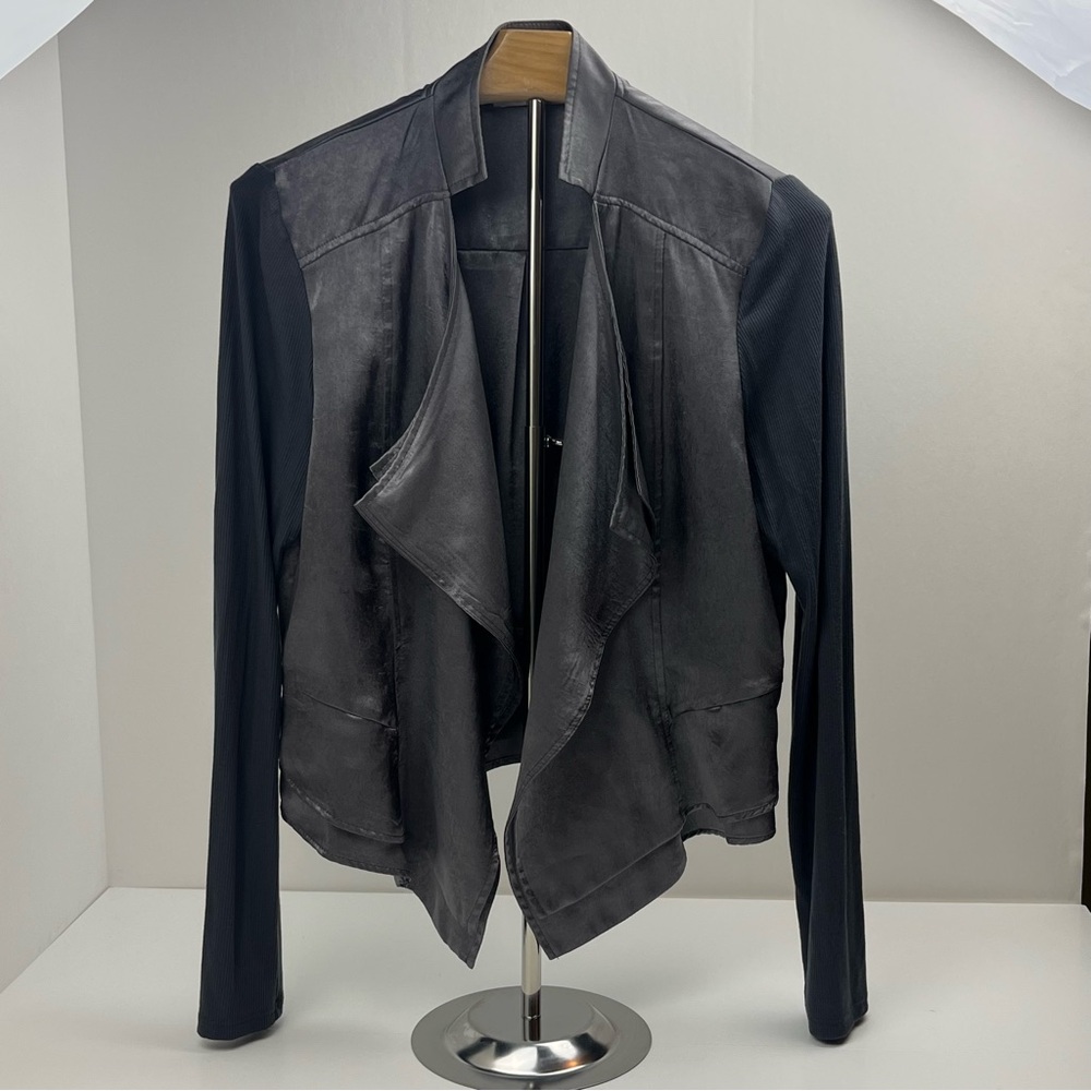 Lola & Sophie Hammered Satin Hybrid Jacket Steel Grey Gray Womens Size Small